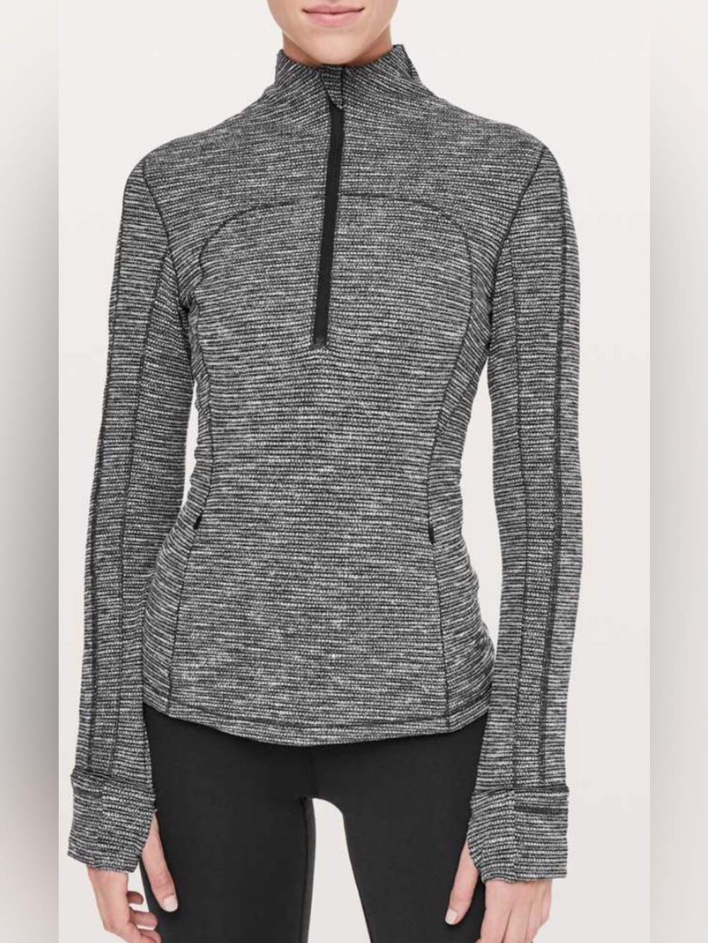 Lululemon Run Briskly 1/2 Zip Rulu Pullover Coco Pique Black White Size 4